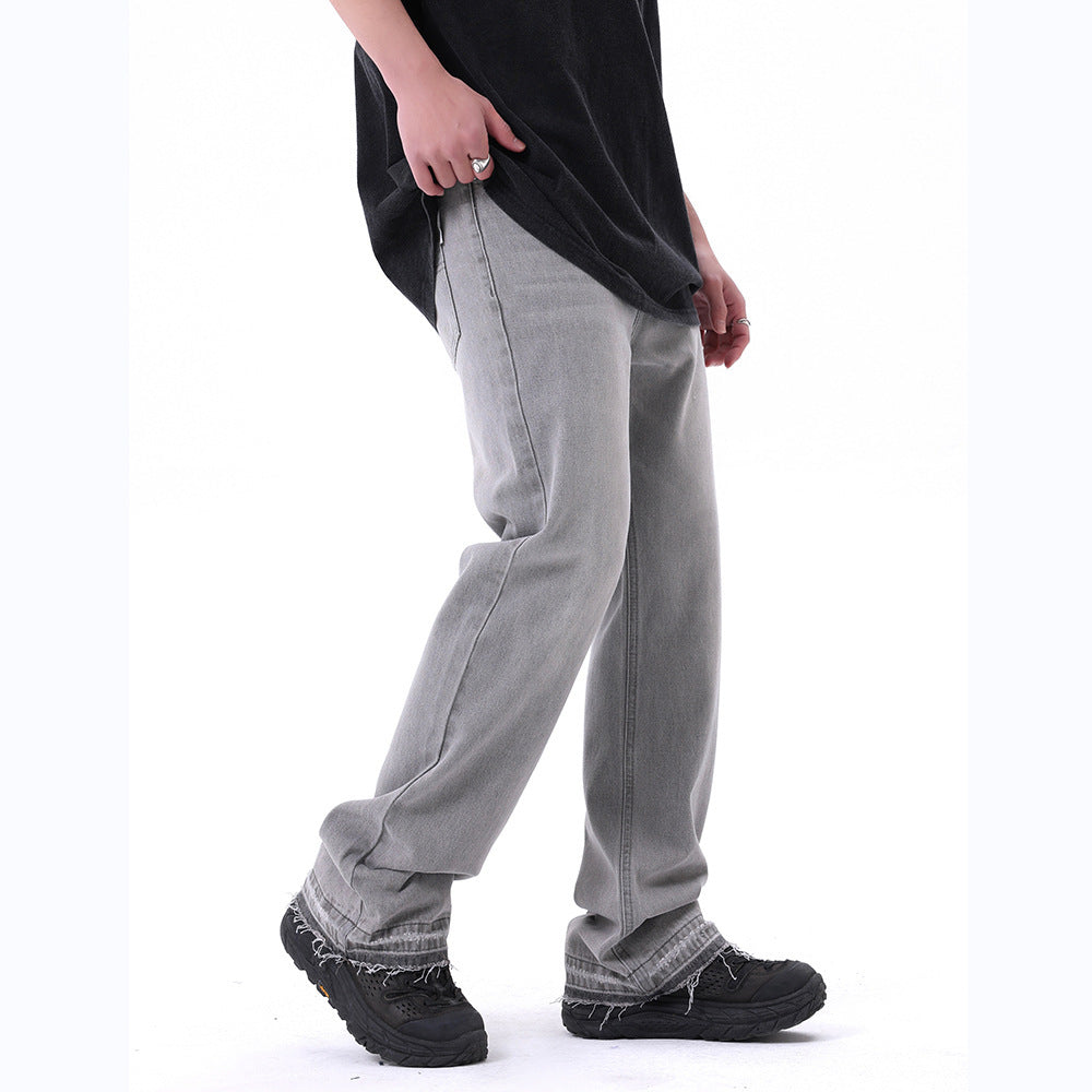 Retro Burr Straight Denim Trousers For Men