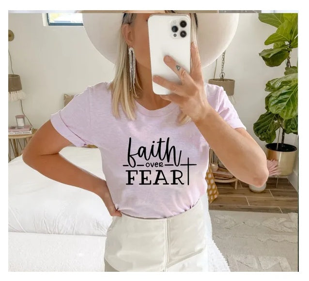 Faith Over Fear T-shirt, Aesthetic Shirt, Religious Tee, Birthday Gift, Christian Shirts For Women, God Tee, Faith Fear Tee, Birthday Shirt