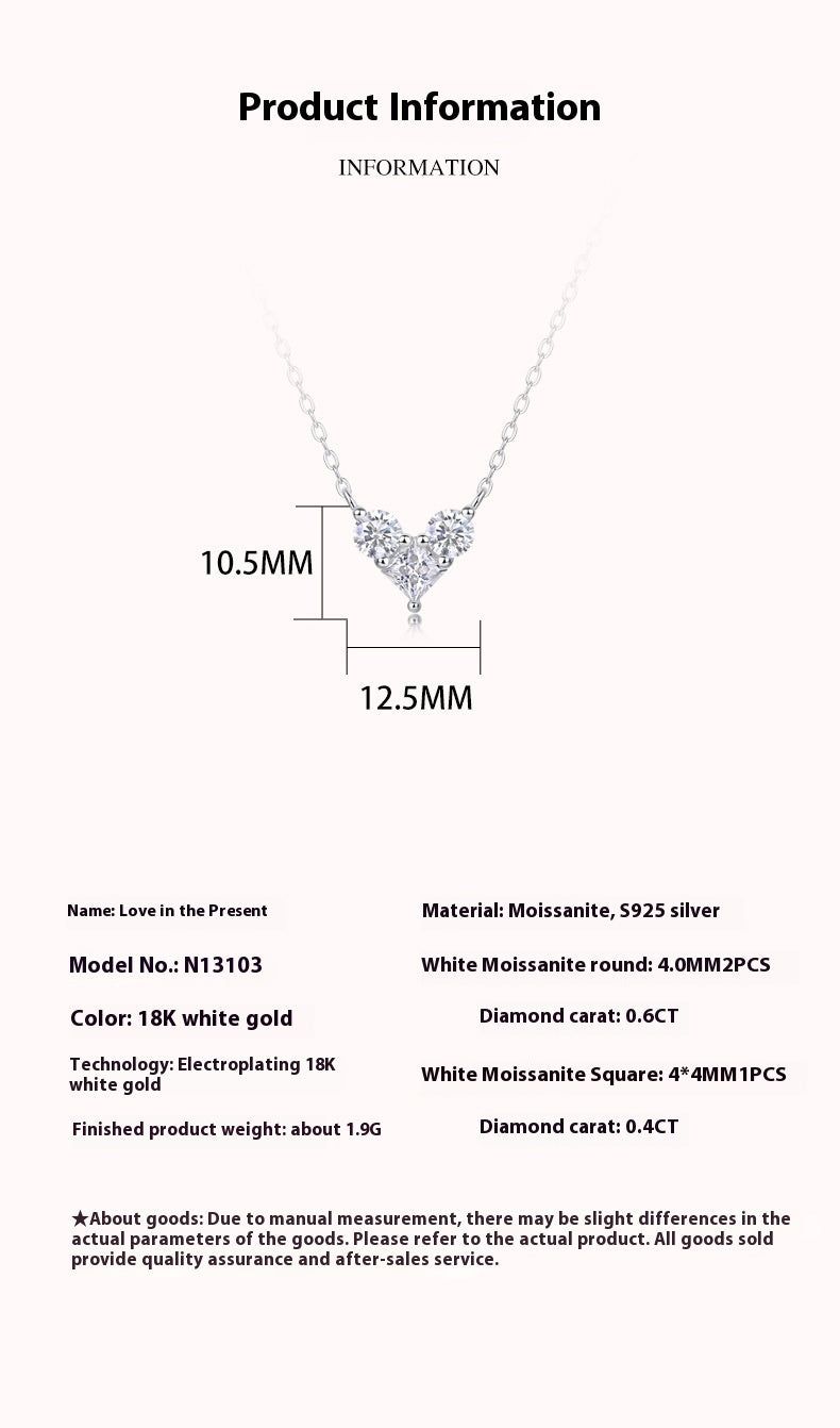 S925 Silver Pendant Moissanite Love At Present Necklace