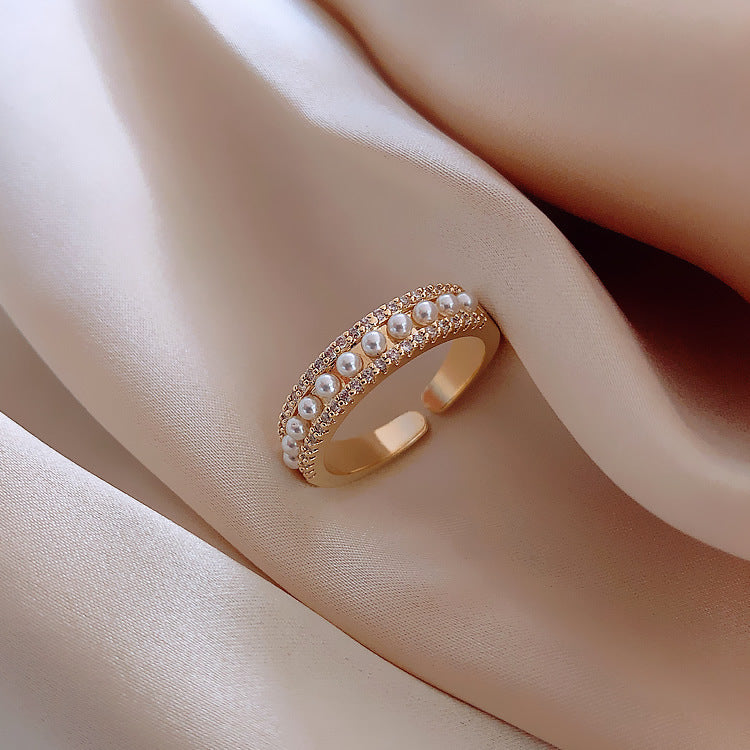 Double Layer Zircon Female Simple Ring Opening