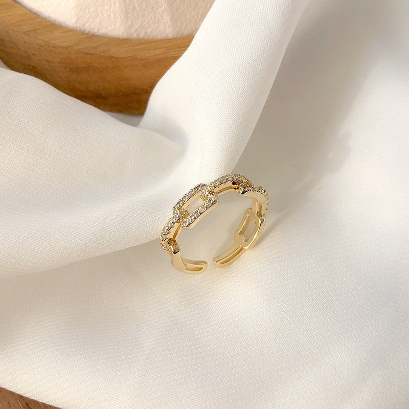 Double Layer Zircon Female Simple Ring Opening