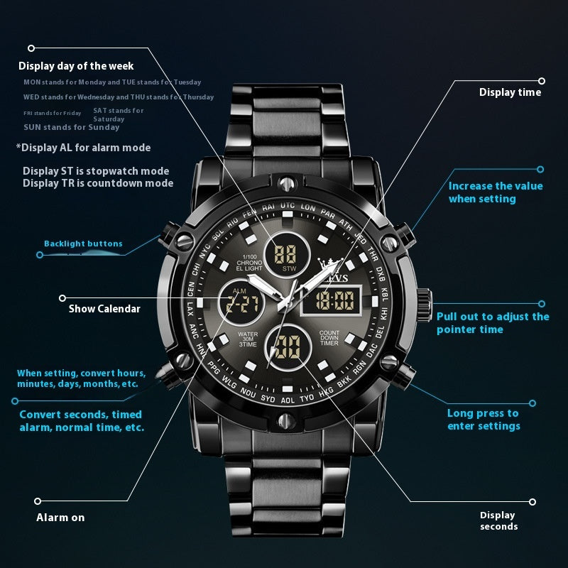 Multi-function Electronic Watch Sports Timing Men's Watch