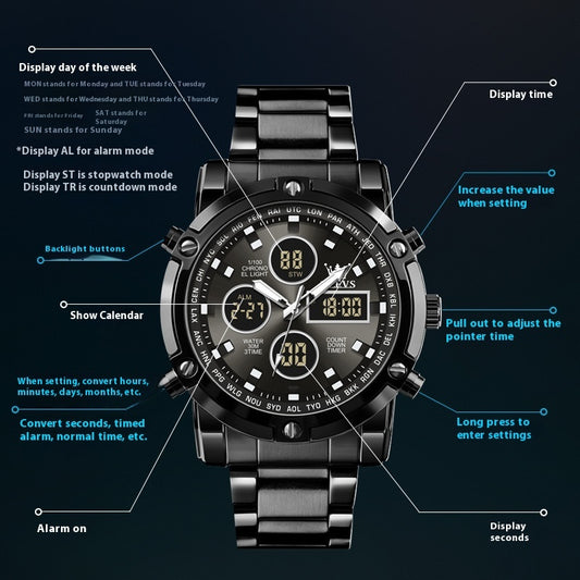 Multi-function Electronic Watch Sports Timing Men's Watch