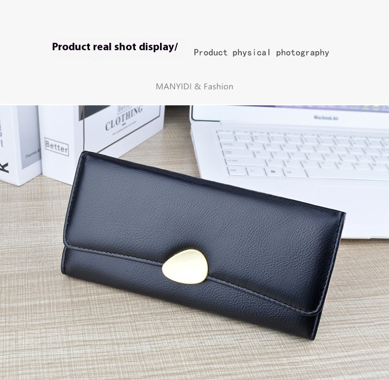 Women's Long Wallet Soft Leather Wallet Multi-card-slot Card Holder Retro Fashion Minimalism Large-capacity Handbag