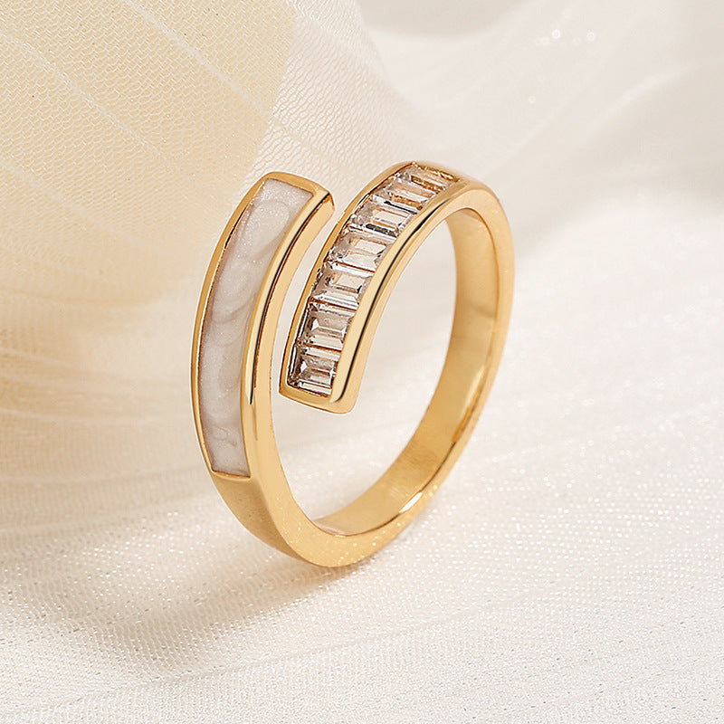 Double Layer Zircon Female Simple Ring Opening