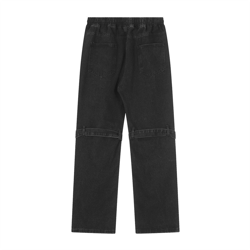 Embroidered Straight-leg Denim Trousers For Men