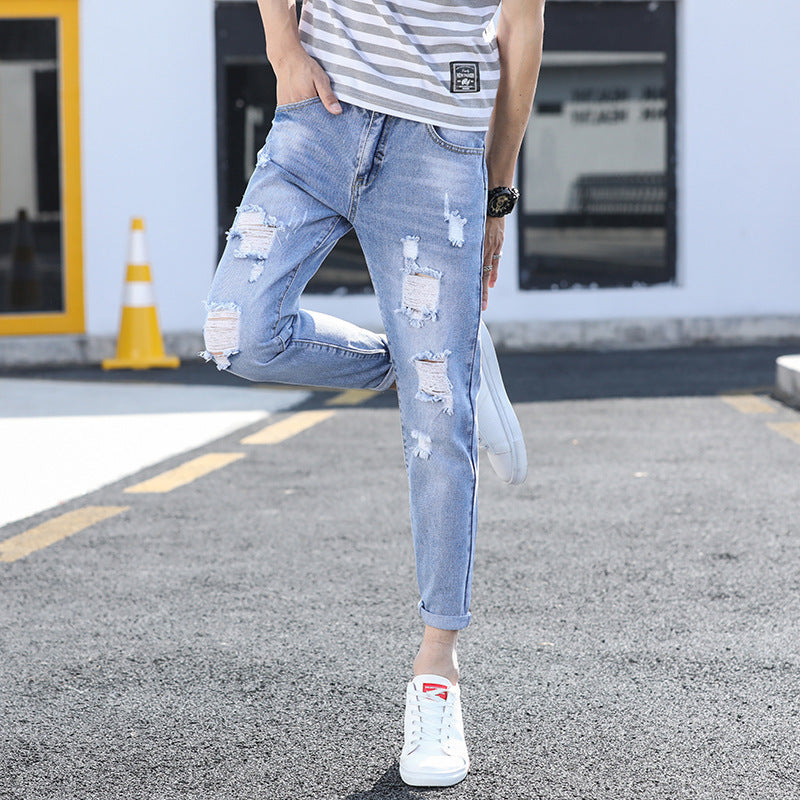 Trendy Slim Fit Ankle-length Jeans For Men