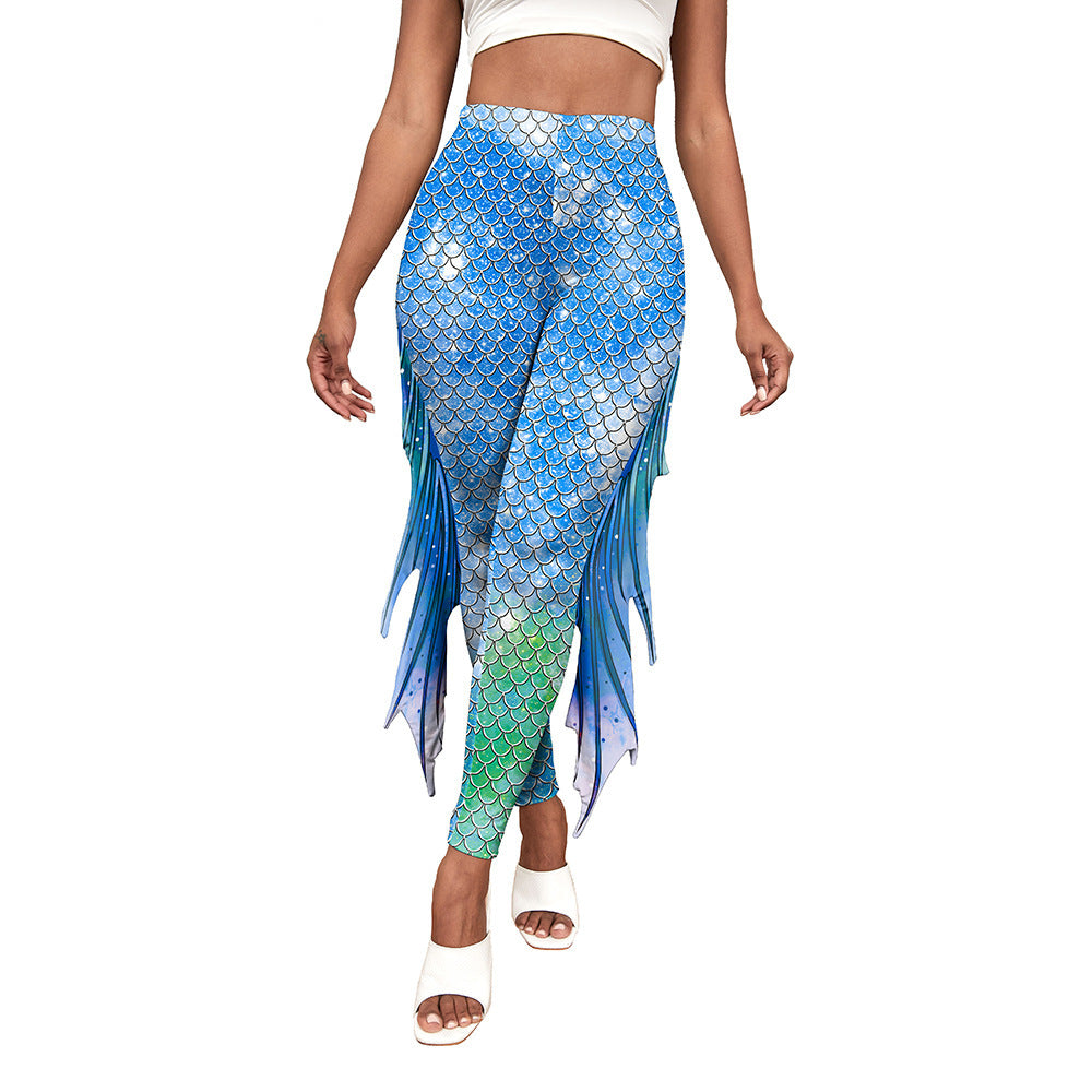 Women's Leggings Mermaid Fish Scale Print Pants Tight Buttock Lifting Yoga Pants