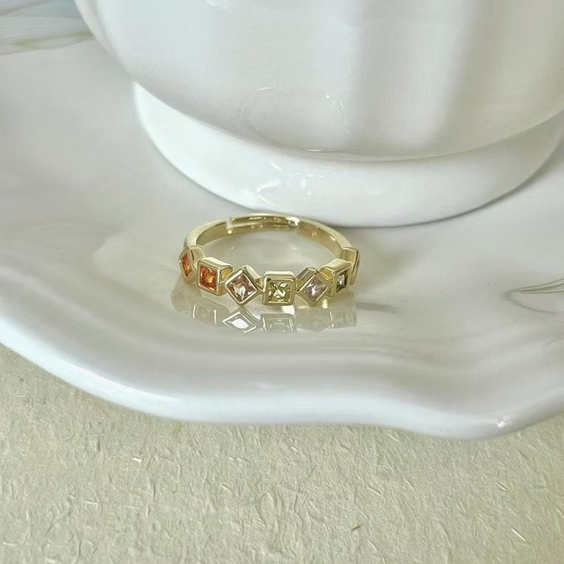 Double Layer Zircon Female Simple Ring Opening