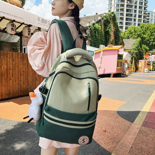 Retro Contrast Color Casual Backpack For Women