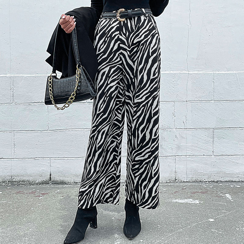 Zebra Print Fashion Wide Leg Pants