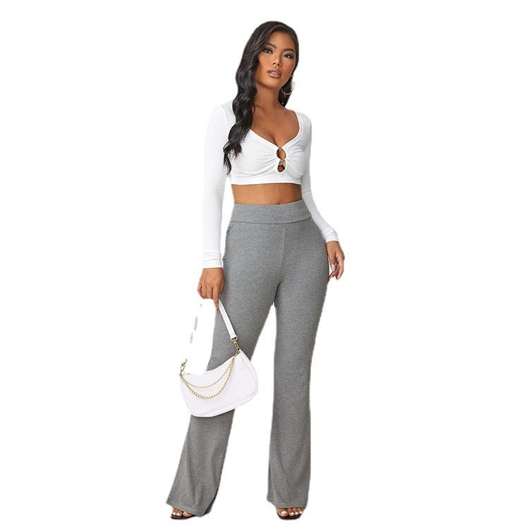 Loose Temperament Commuter Beltless Wide Leg Pants