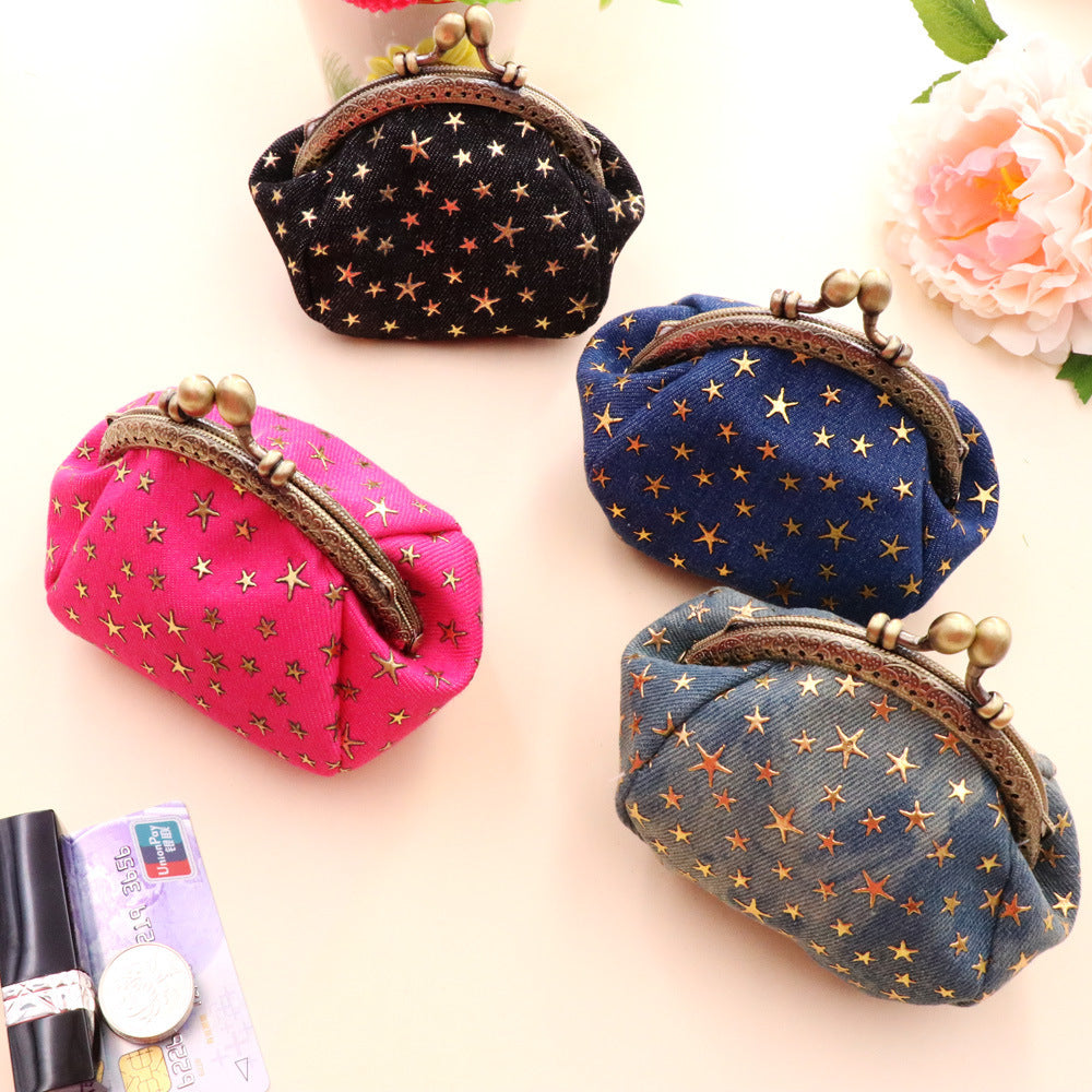 Denim Cloth Vintage Handmade Women's Hand-held Coin Purse Hasp Card